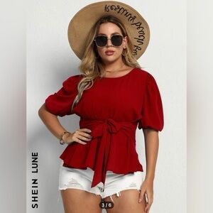 Beautiful red belted blouse